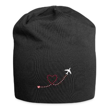 ★ Couleurs de conception modifiables ★ Avion, coeurs - Bonnet en jersey - noir - Devant
