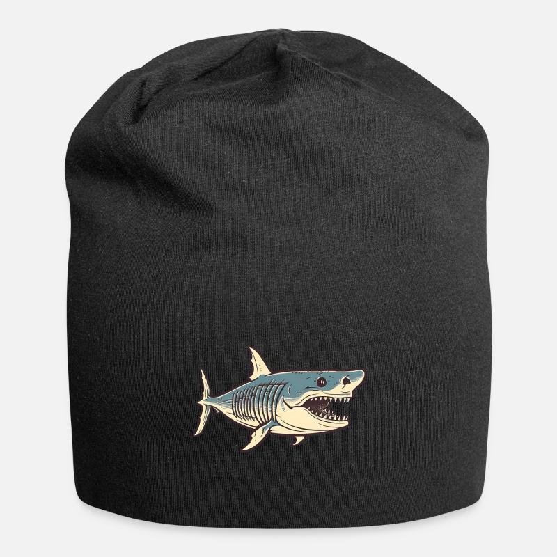 Dessin de requin - Bonnet en jersey - noir