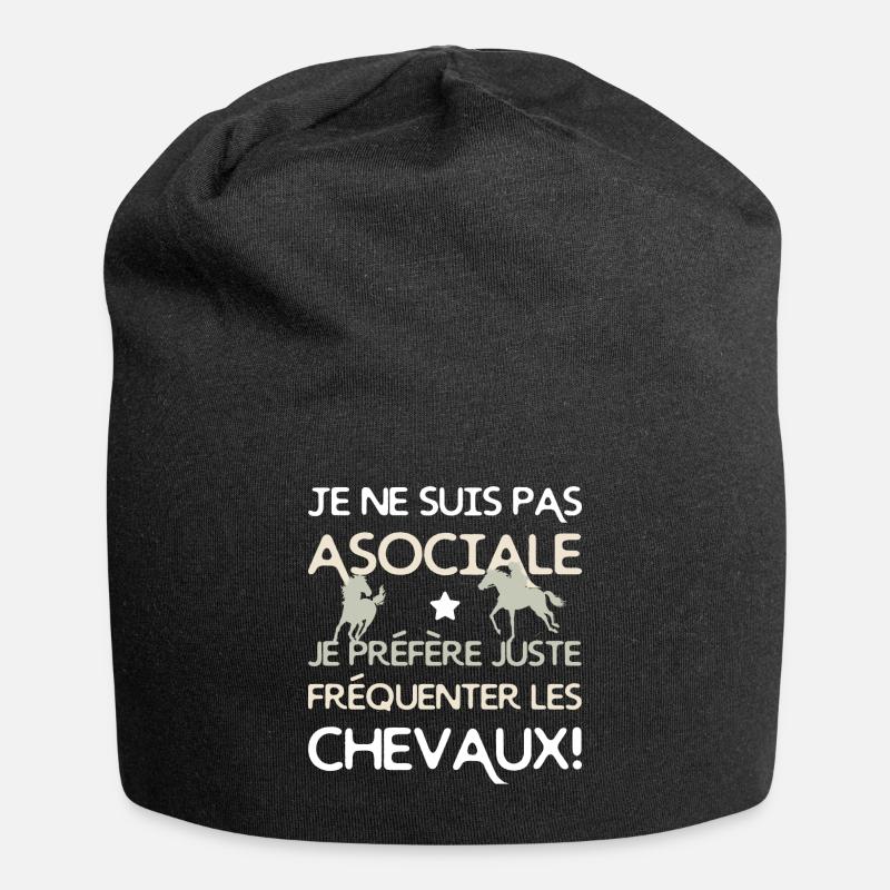 Je préfère les chevaux - Bonnet en jersey - noir
