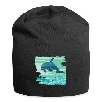 Dolphin Bottlenose Mammifère marin saute hors de la mer - Bonnet en jersey - noir - Devant