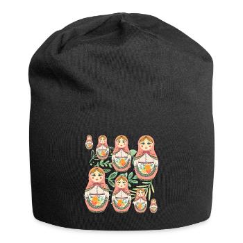 Matroschka Russland Babuschka Puppe - Jersey-Beanie - Schwarz - Vorne