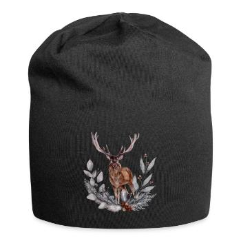 Cerf chevreuil bois chasseur t-shirt - Bonnet en jersey - noir - Devant