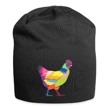 Buntes Huhn-T-Shirt Regenbogen T-Shirt Geschenk - Jersey-Beanie - Schwarz - Vorne