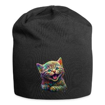 Mignon bébé chat, chaton, animaux drôles, animal de compagnie - Bonnet en jersey - noir - Devant