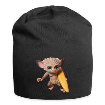 Surfbrett tragender Tarsier - Jersey-Beanie - Schwarz - Vorne