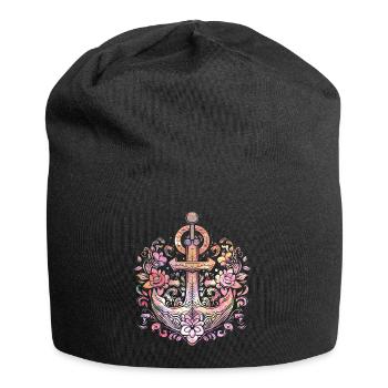 Ancre, Rétro, Mer, Maritime, Style Tatouage, Symbole - Bonnet en jersey - noir - Devant