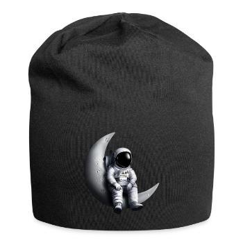 Astronaut im Halbmond - Jersey-Beanie - Schwarz - Vorne