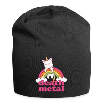 Lustig Death Metal Einhorn Katze Regenbogen Metal - Jersey-Beanie - Schwarz - Vorne