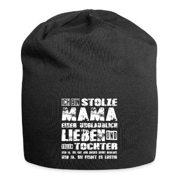 proud mom of a dear and great daughter - Jersey Beanie - black - Front