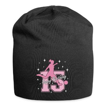 15. Geburtstag Fussball Fussballspielerin - Jersey-Beanie - Schwarz - Vorne