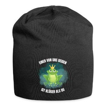 Lustiger Spruch Klüger Frosch - Jersey-Beanie - Schwarz - Vorne