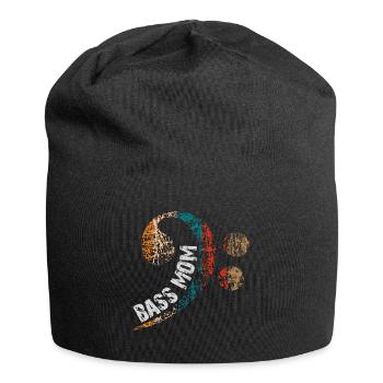 Maman joue de la basse avec une clef de basse vintage - Bonnet en jersey - noir - Devant
