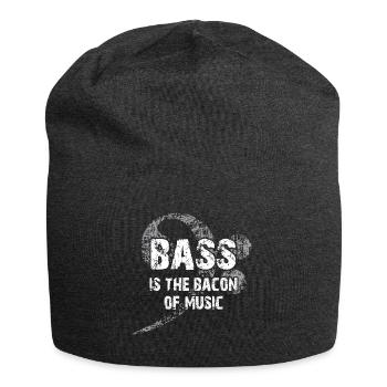 La basse est le bacon de la musique - Clef de basse - Bonnet en jersey - charbon - Devant