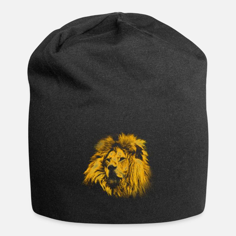 ein goldener Löwe mit prächtiger Mähne - Jersey-Beanie - Schwarz