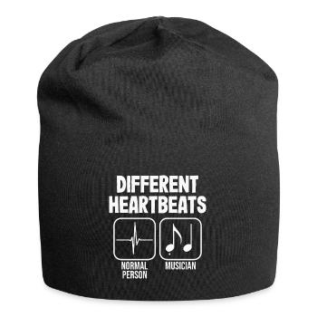 Lustiges Musiker Herzschlag EKG Musiknote - Jersey-Beanie - Schwarz - Vorne