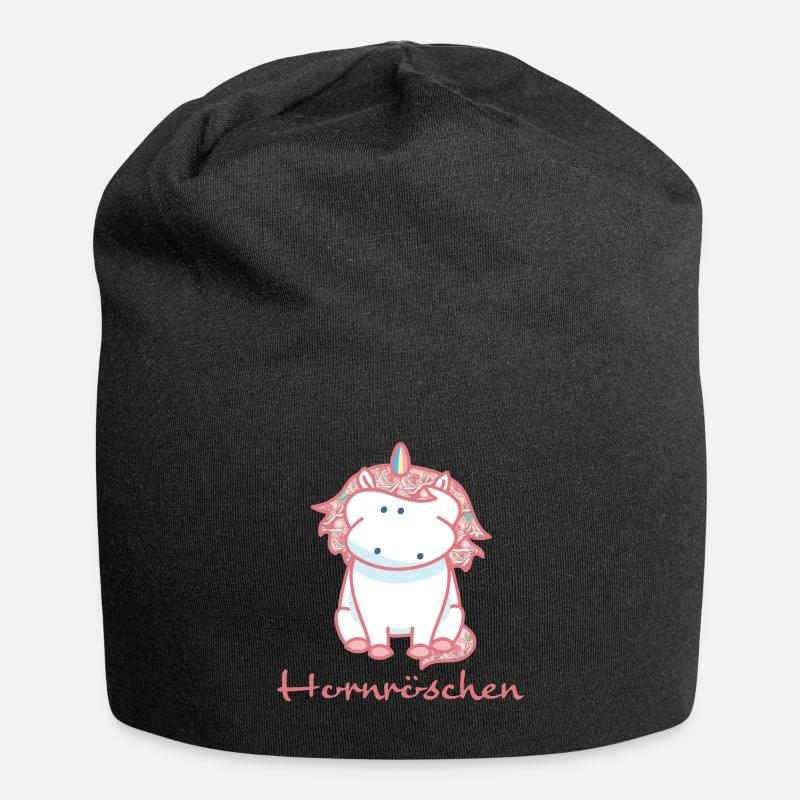 Rosen Einhorn - Jersey-Beanie - Schwarz