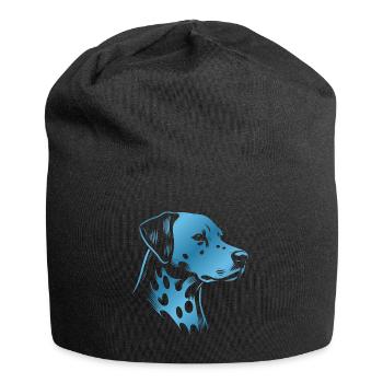 Dalmatian, dog head, drawing blue - Jersey Beanie - black - Front