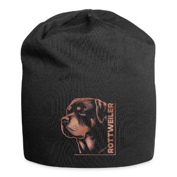 Tête de dessin ROTTWEILER or rose - Bonnet en jersey - noir - Devant