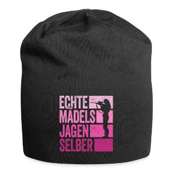 Jagd Jäger Jägerin Echte Mädels Jagen Selber - Jersey-Beanie - Schwarz - Vorne