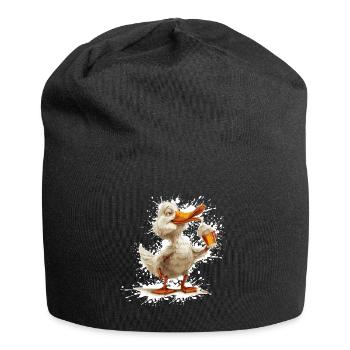 Bière de canard drôle - Bonnet en jersey - noir - Devant