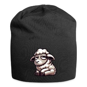 Skeptical Sheep Comic Funny Bull - Jersey Beanie - black - Front
