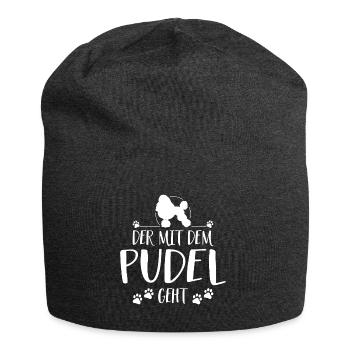DER MIT PUDEL GEHT Hunde Spruch Hund Wilsigns - Jersey-Beanie - Anthrazit - Vorne