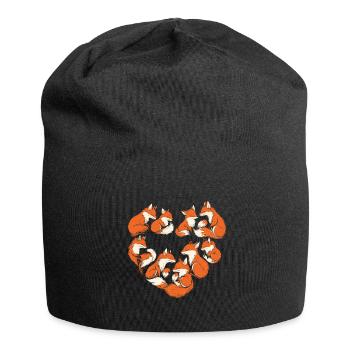 Füchse Herz Fuchs Herzform - Jersey-Beanie - Schwarz - Vorne
