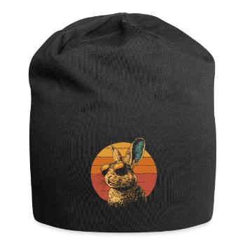 Hase mit Sonnenbrille vintage - Jersey-Beanie - Schwarz - Vorne