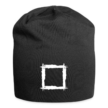 Quadrat weiß - Jersey-Beanie - Schwarz - Vorne