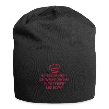 Witziger Spruch Pfanne kochen Koch Geschenk - Jersey-Beanie - Schwarz - Vorne