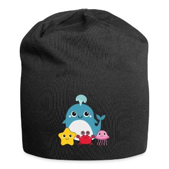 Little whale with friends - Jersey Beanie - black - Front