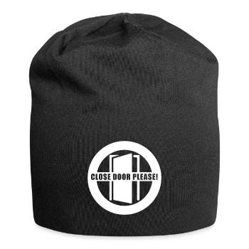 Tuer schliessen bitte | Tür schließen bitte - Jersey-Beanie - Schwarz - Vorne