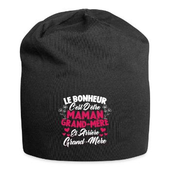 Le bonheur c'est d'être maman et grand mère - Bonnet en jersey - noir - Devant