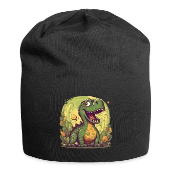 Cute dino in green, cute dinosaur motif - Jersey Beanie - black - Front