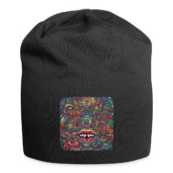 Psychedelische Explosion - Surrealistisches Motiv - Jersey-Beanie - Schwarz - Vorne