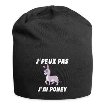 Poney - Cheval - Poney club - Bonnet en jersey - noir - Devant