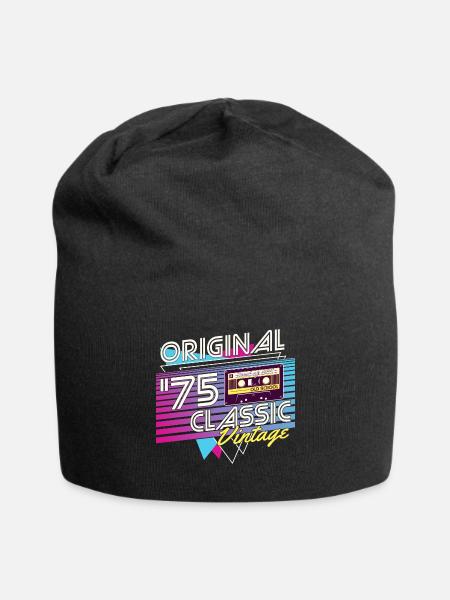 1975 Jahrgang Vintage Retro Geburtstag Geschenk - Jersey-Beanie - Schwarz