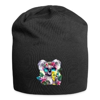 Bunter Koala Sonnenbrille Sekt Alkohol Party - Jersey-Beanie - Schwarz - Vorne