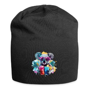 Bunter cooler Koala Sonnenbrille Cocktails Party - Jersey-Beanie - Schwarz - Vorne