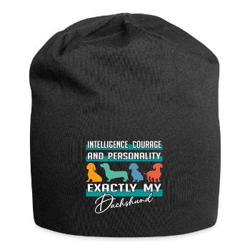 Intelligence, courage, personnalité - mon teckel - Bonnet en jersey - noir - Devant