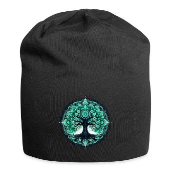 Mandala of the Contemplating Tree - Jersey Beanie - black - Front