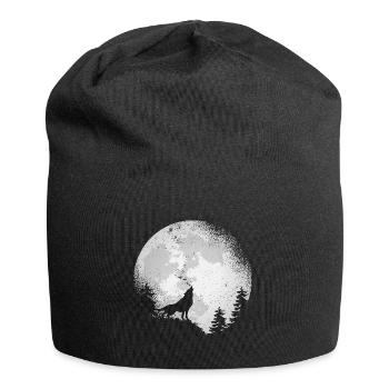 Wolf Conservation Predators Nature Full Moon Forest - Jersey Beanie - black - Front