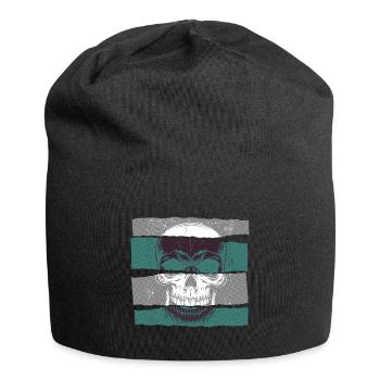 Skull green paper strip dark - Jersey Beanie - black - Front