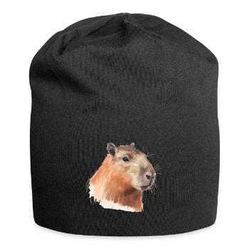 Capybara Bild gemalt - Jersey-Beanie - Schwarz - Vorne