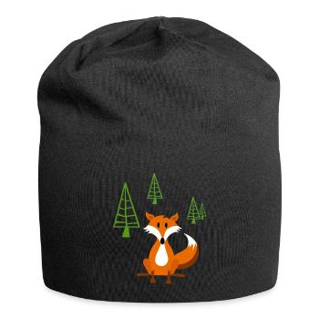 Schlauer Fuchs - Jersey-Beanie - Schwarz - Vorne