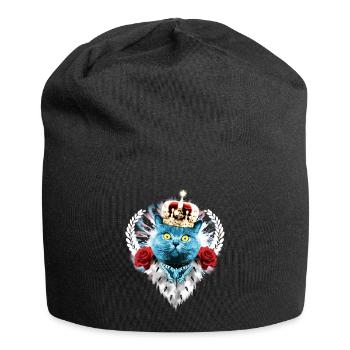 Blue Cat the King blue Butterfly - Cat cat - Jersey Beanie - black - Front
