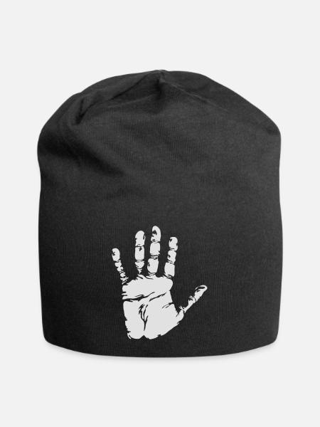 Schwarzer Handabdruck - Jersey-Beanie - Schwarz