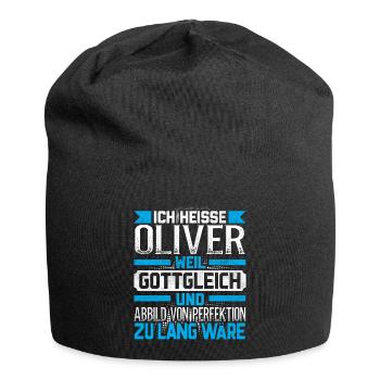 OLIVER - Gottgleich Geschenk - Jersey-Beanie - Schwarz - Vorne