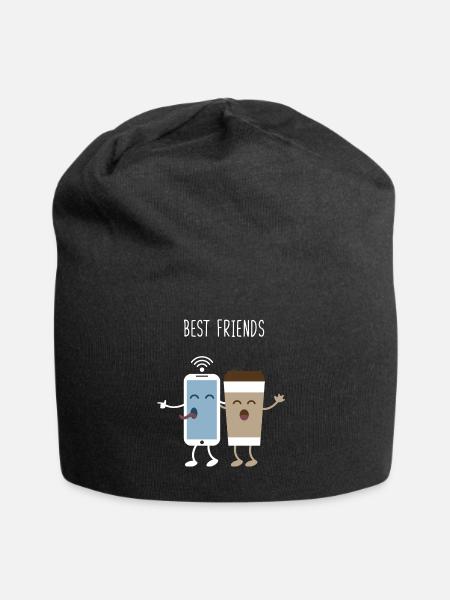 Meilleurs amis. Téléphone. café. Café. activité - Bonnet en jersey - noir