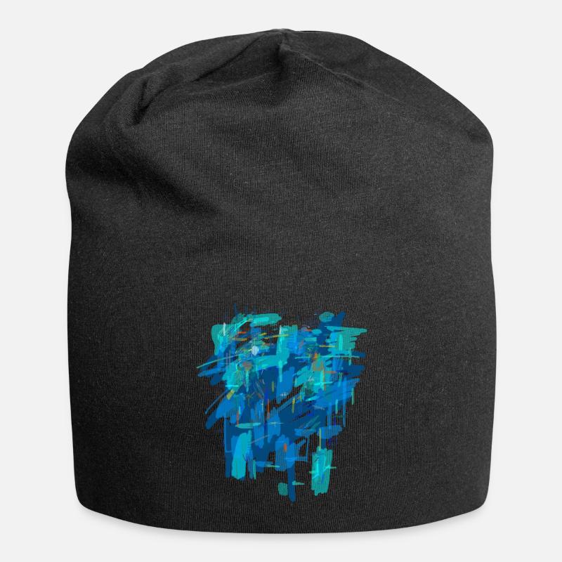 Blauer Hintergrund - Jersey-Beanie - Schwarz